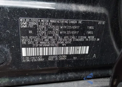 2019 Toyota Rav4 Xle from USA, damaged, VIN 2T3P1RFV6KW010615